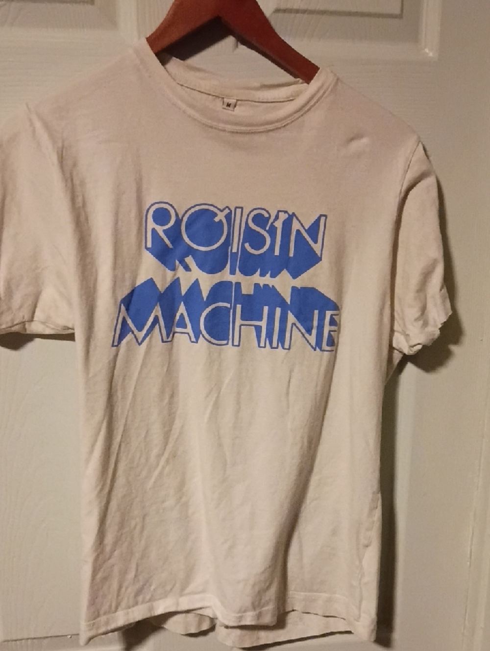 White Short-Sleeve Tee with Blue Graphic